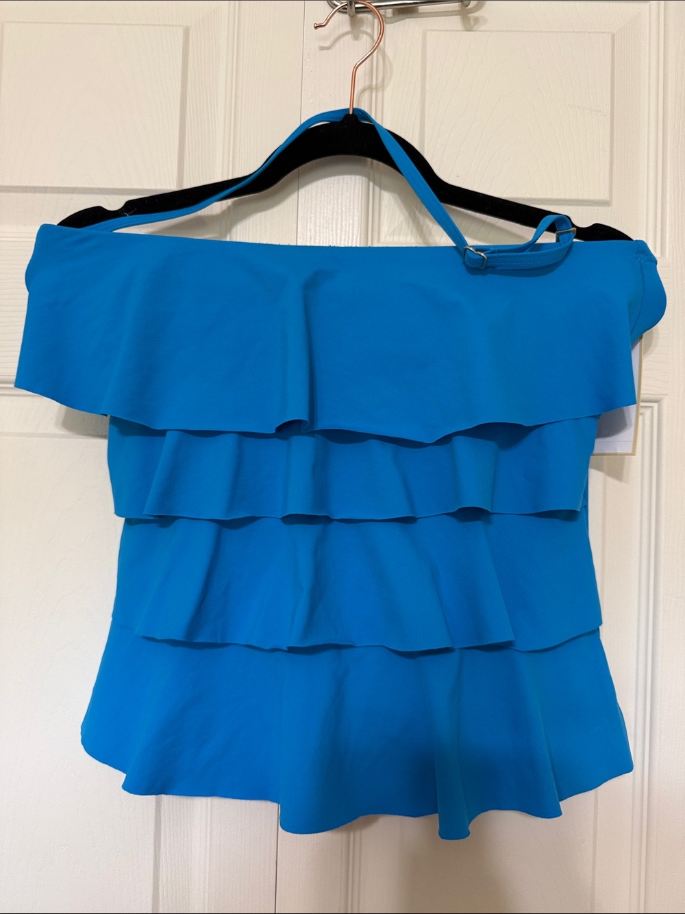 Michael Kors Bright Blue Ruffled Off-Shoulder Camisole